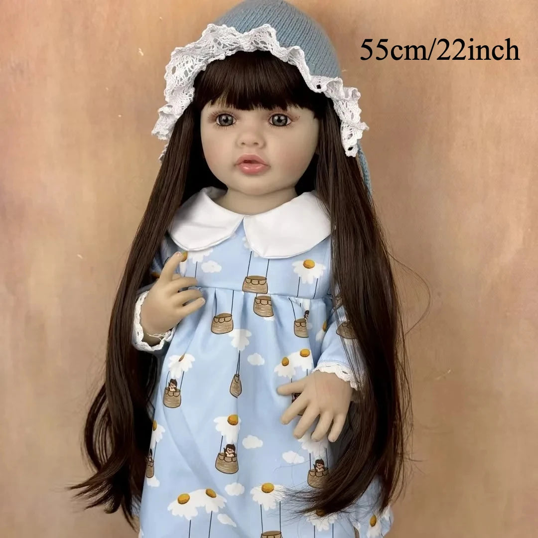 BZDOLL Vinyl Reborn Baby Doll With Long Hair Princess Toddler