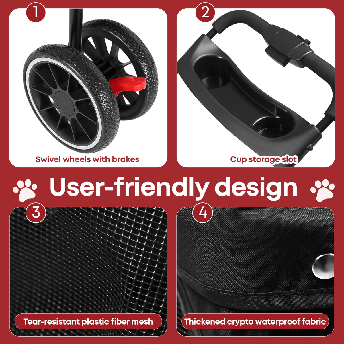 CHIHUAHUA Pet Stroller 3 Wheels For Small Medium Dogs Cats