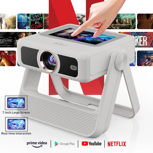 4K Touch Screen Portable Projector With WiFi Bluetooth Smart Auto Focus