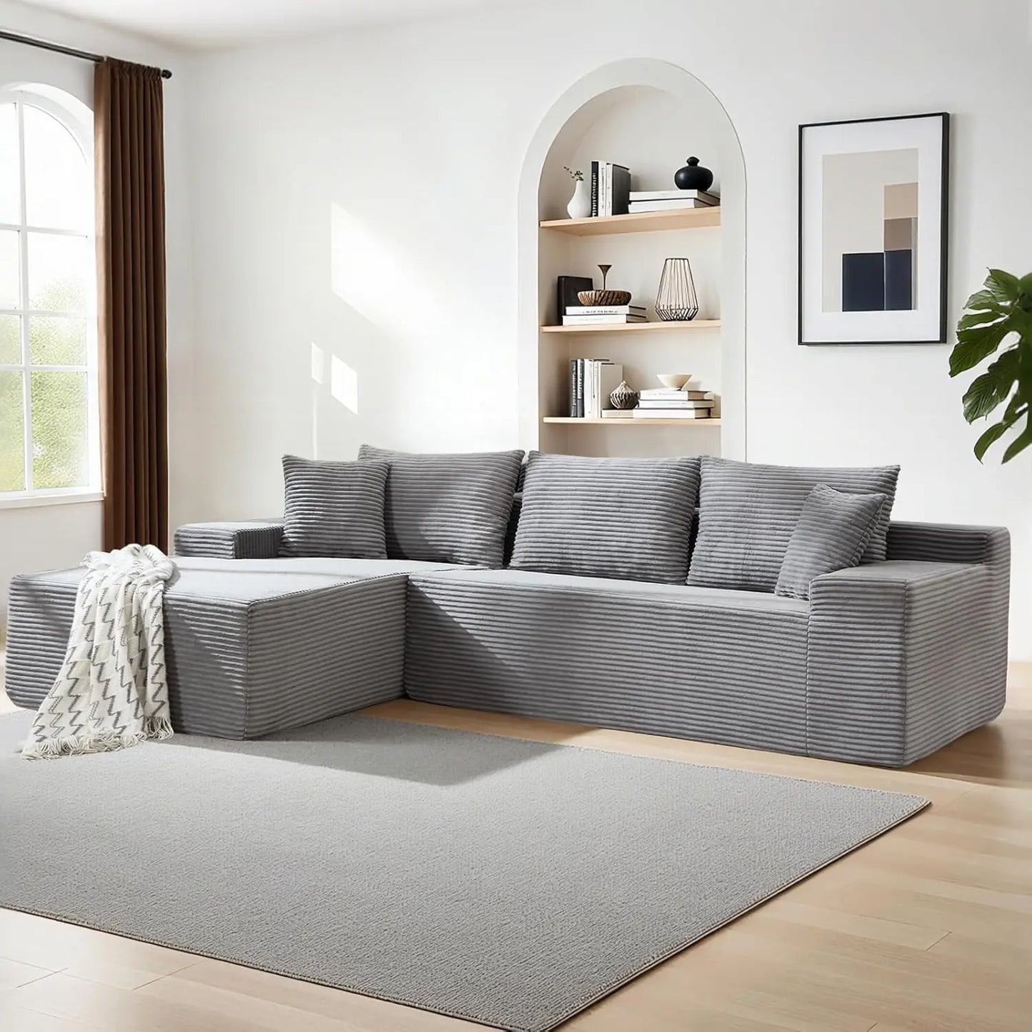 Modular Cloud Sectional Sofa With L Shaped Chaise Upholstered Corduroy