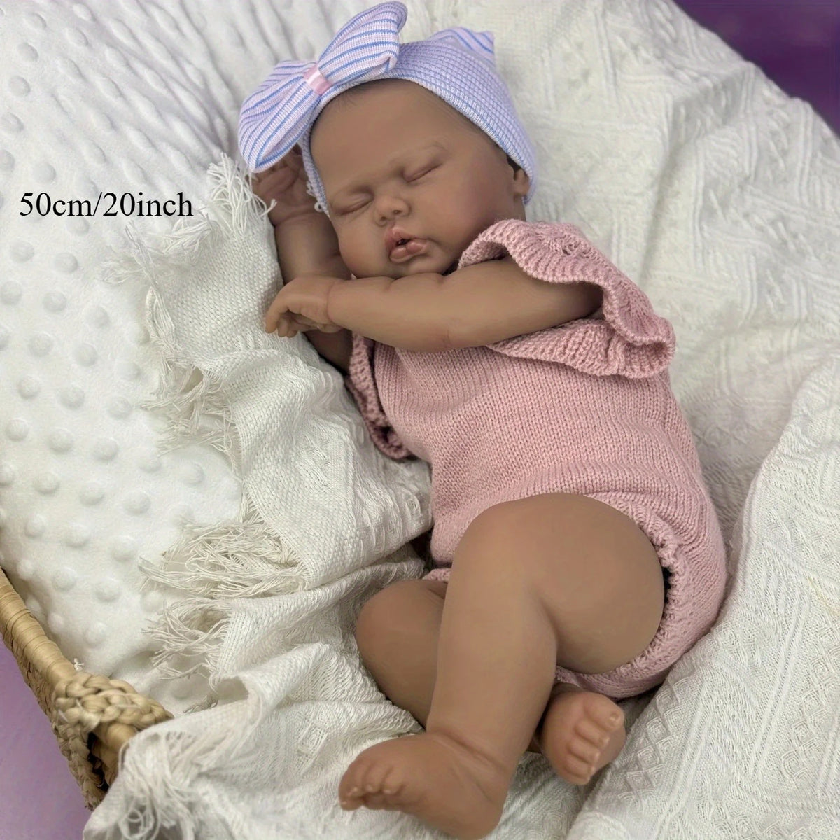 BZDOLL Chubby Asleep Reborn Doll Vinyl Limbs Cloth Body Handmade Lifelike