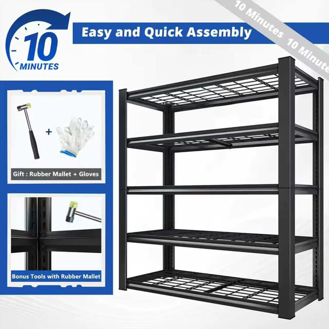 Nnovaroom Adjustable Metal Double Layer Column Shelving Rack