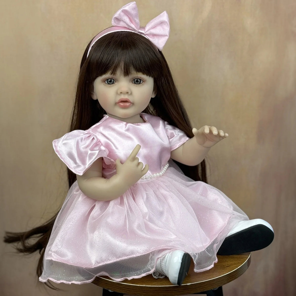 BZDOLL Reborn Baby Girl Doll Vinyl Dress Up Long Hair