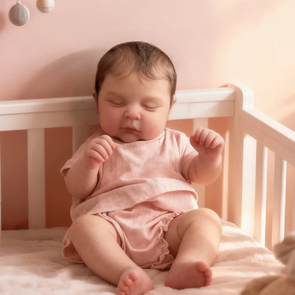 BZDOLL Asleep Reborn Doll With Vinyl Limbs Cloth Body Pacifier