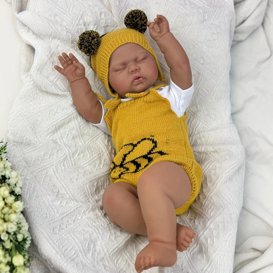 BZDOLL Chubby Asleep Reborn Doll Vinyl Limbs Cloth Body Gift