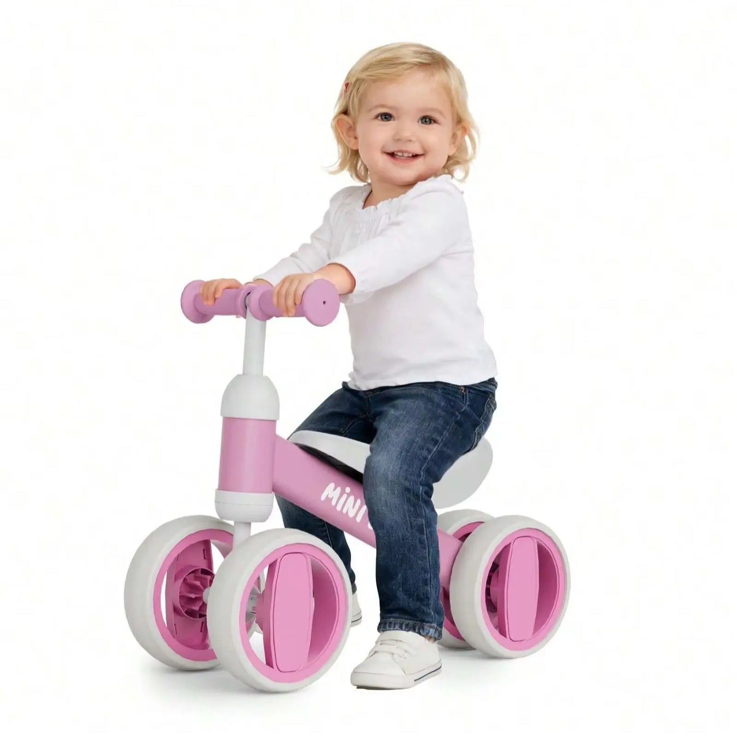 Toddler Balance Bike 4Wheel NoPedal Ride On Toy For Kids