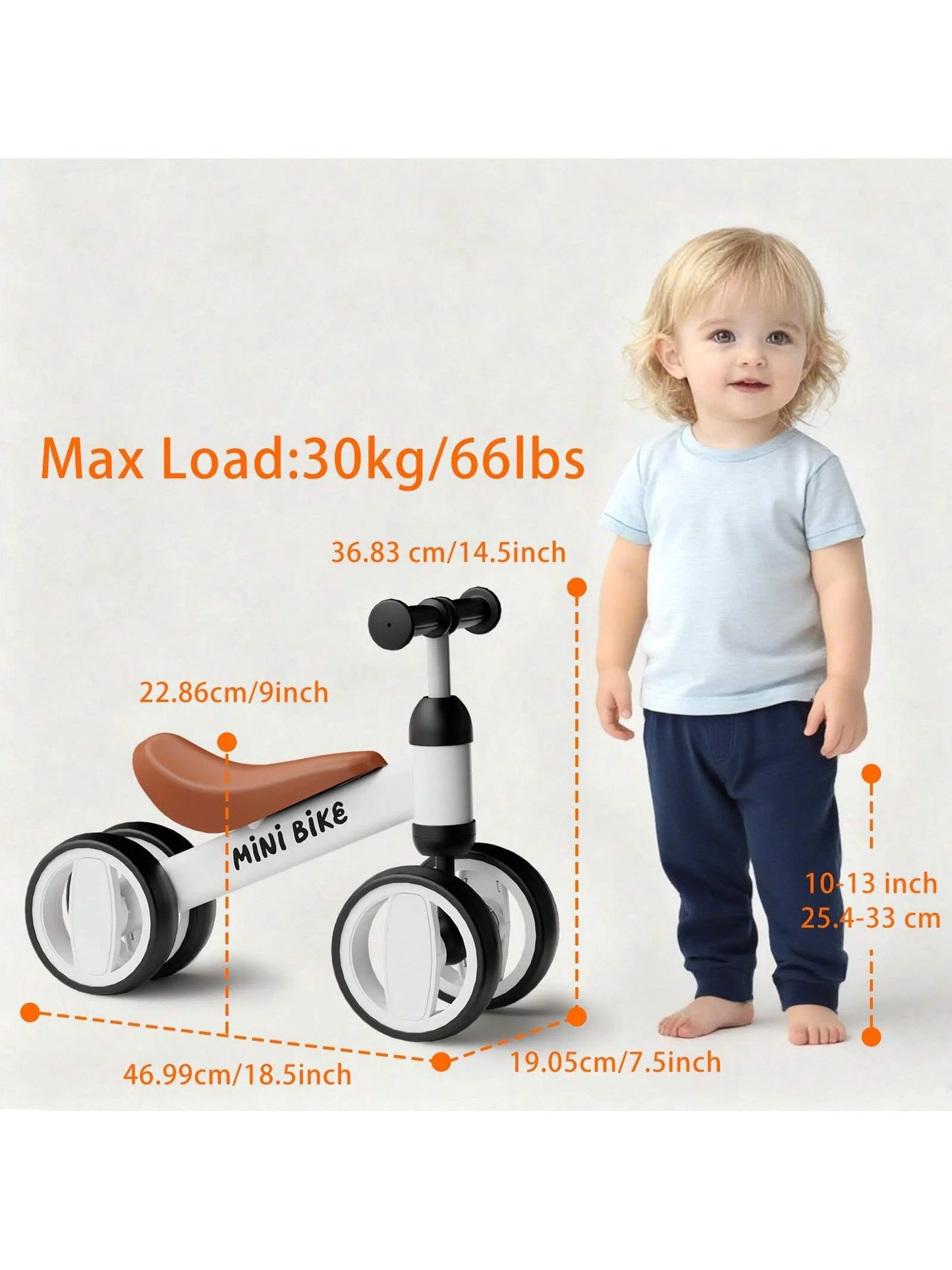 Toddler Balance Bike 4Wheel NoPedal Ride On Toy For Kids
