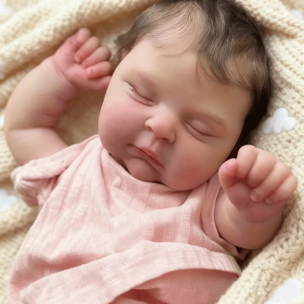 BZDOLL Asleep Reborn Doll With Vinyl Limbs Cloth Body Pacifier