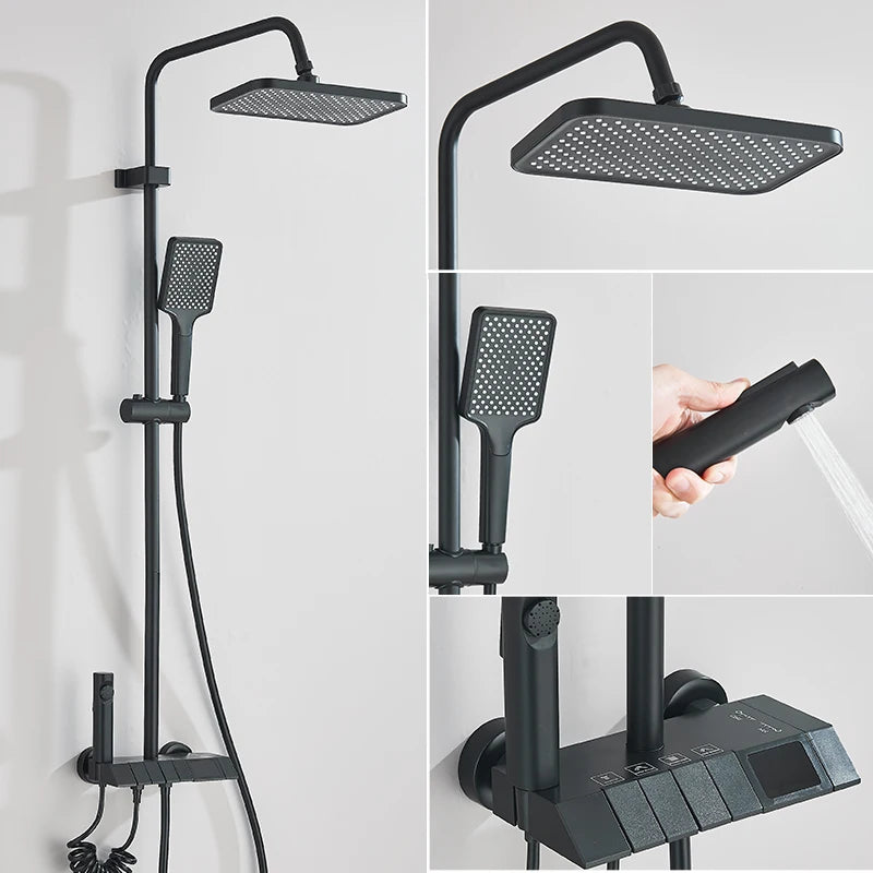 Smart Digital Shower Faucet Set With Rainfall System For Bathroom
