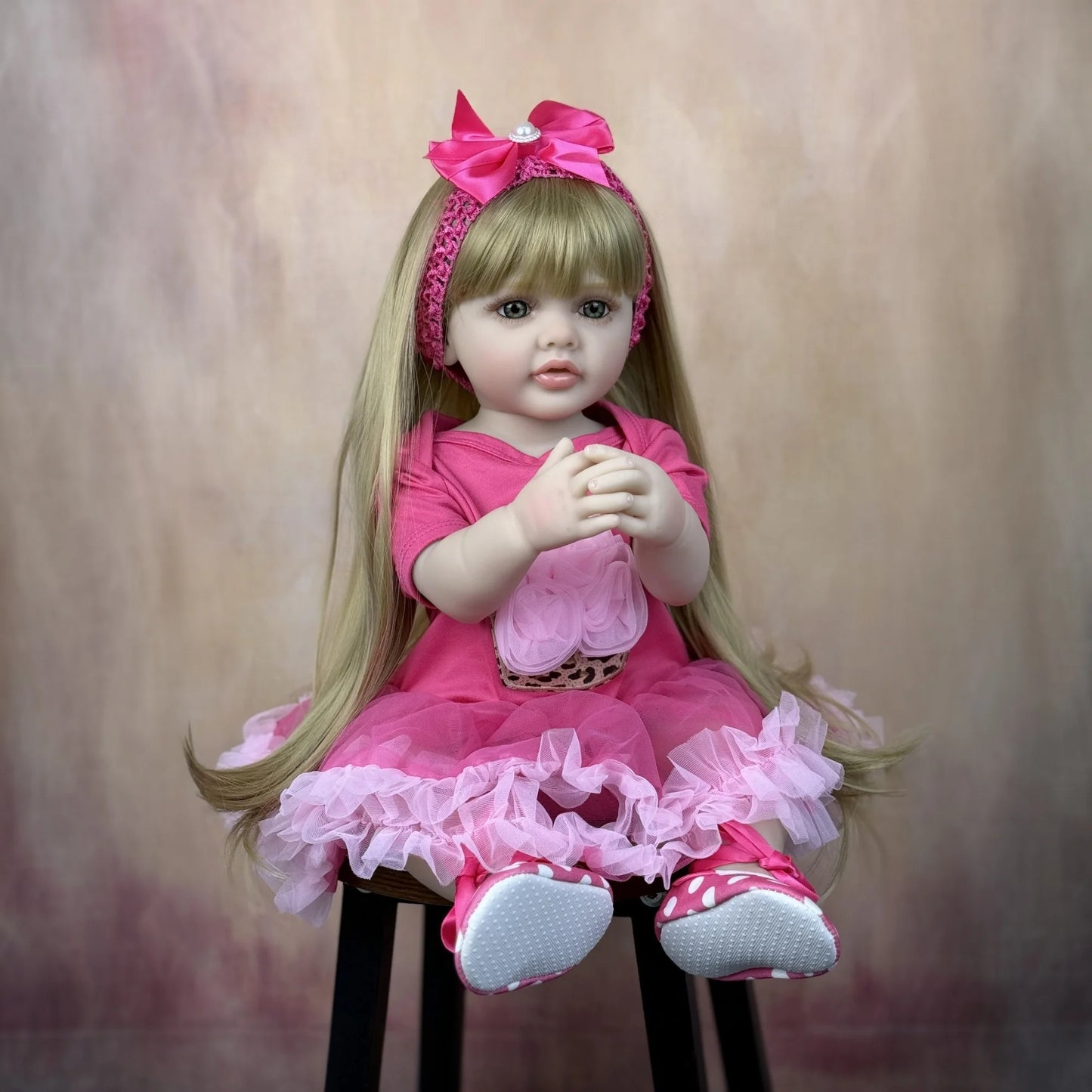 BZDOLL Full Vinyl Reborn Baby Doll With Long Hair Princess Gift