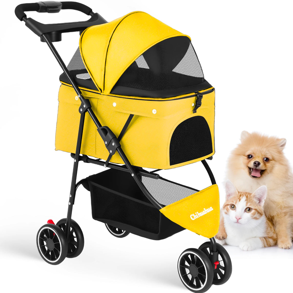CHIHUAHUA Pet Stroller 3 Wheels For Small Medium Dogs Cats