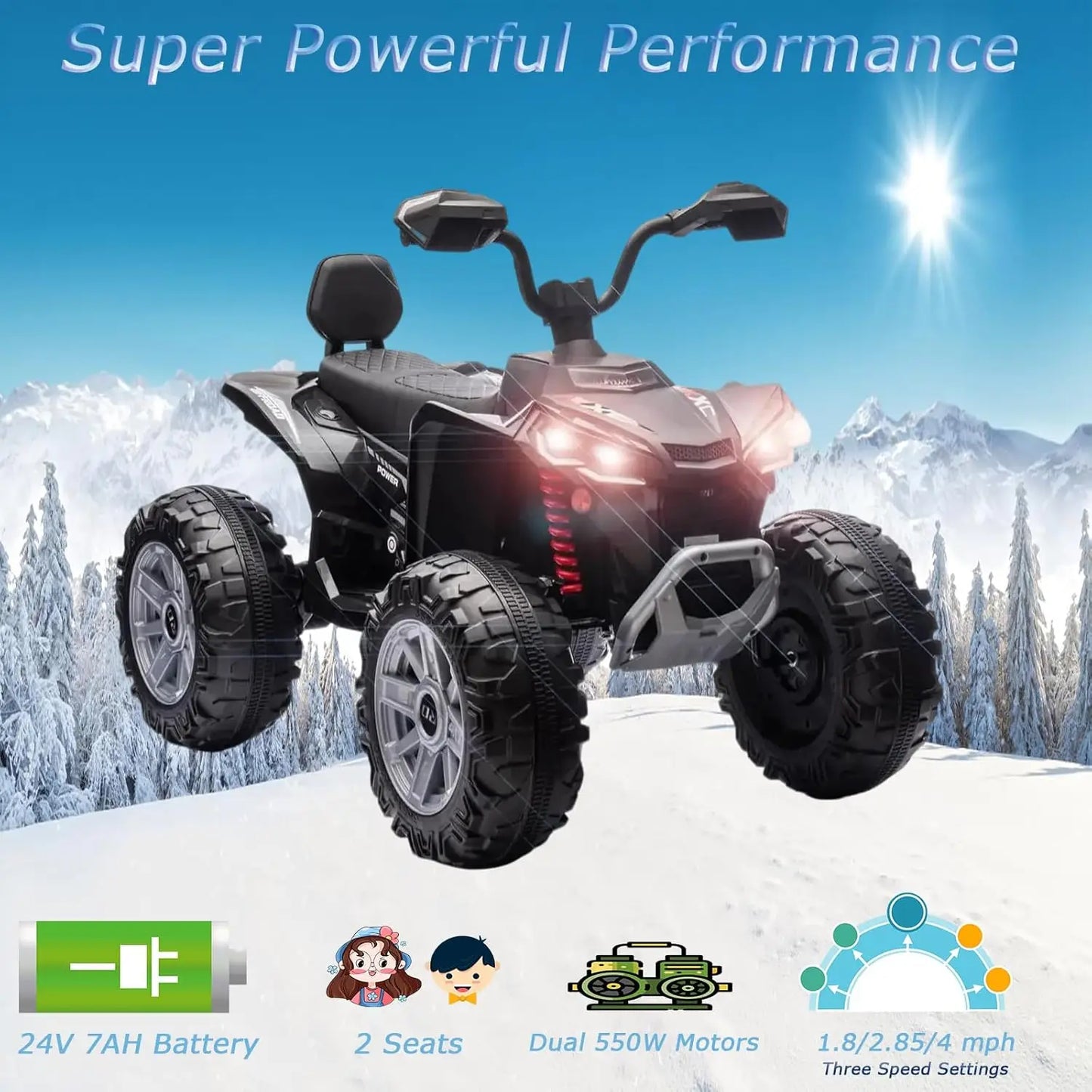 24V Kids Electric ATV Four Wheel Ride On 550W Motors
