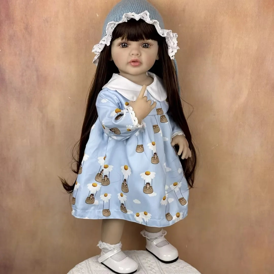 BZDOLL Vinyl Reborn Baby Doll With Long Hair Princess Toddler