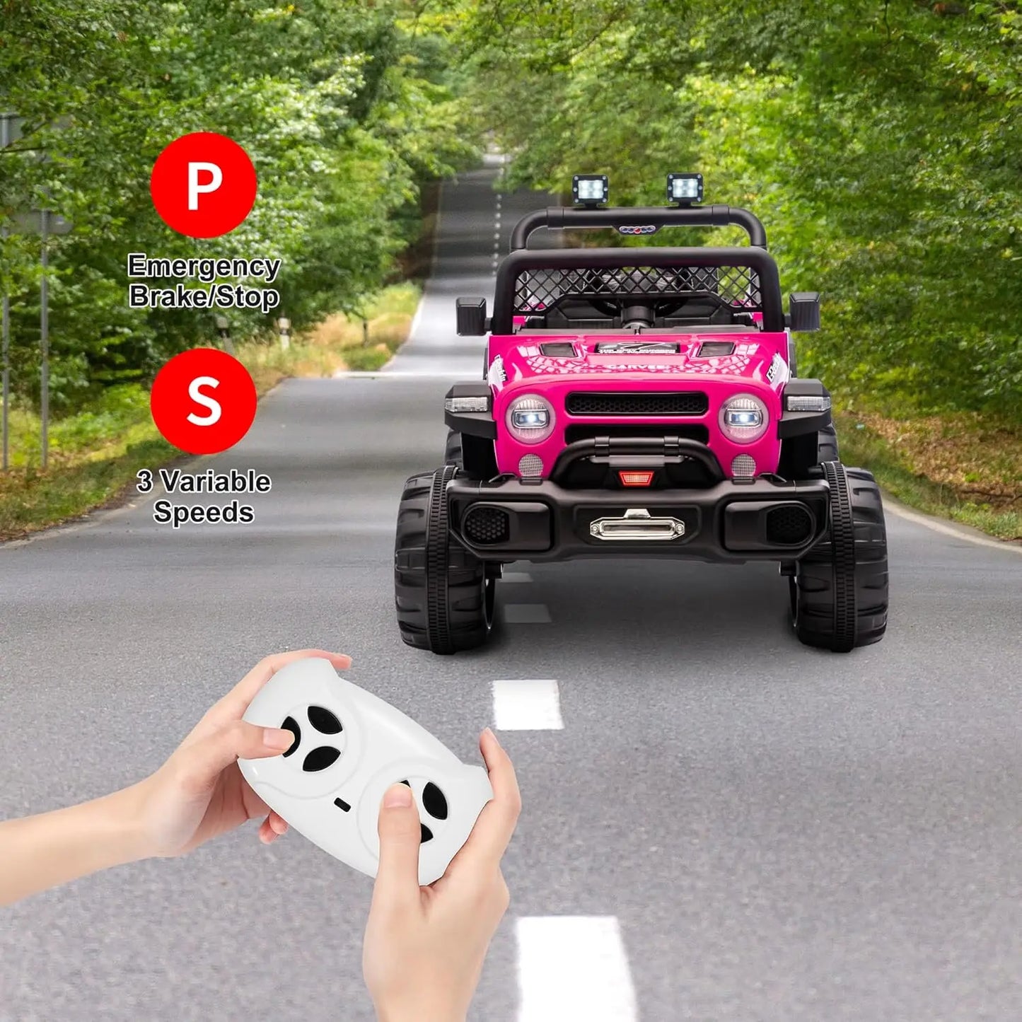 HiMISS 12V Ride On Car With Remote Control And Music LED Lights