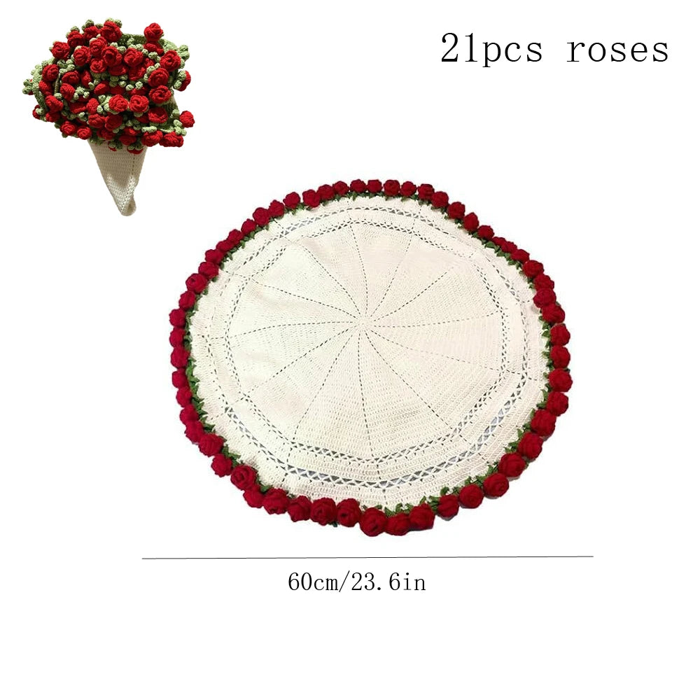 Flower Bouquet Knit Throw Blanket Soft Lightweight Home Decor