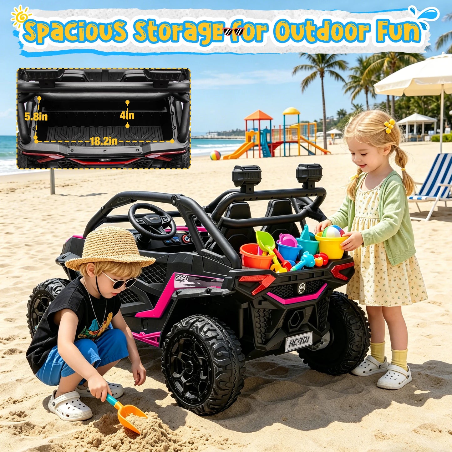 Joyracer 24V 4WD Kids Electric UTV Ride-On With Music LED Lights