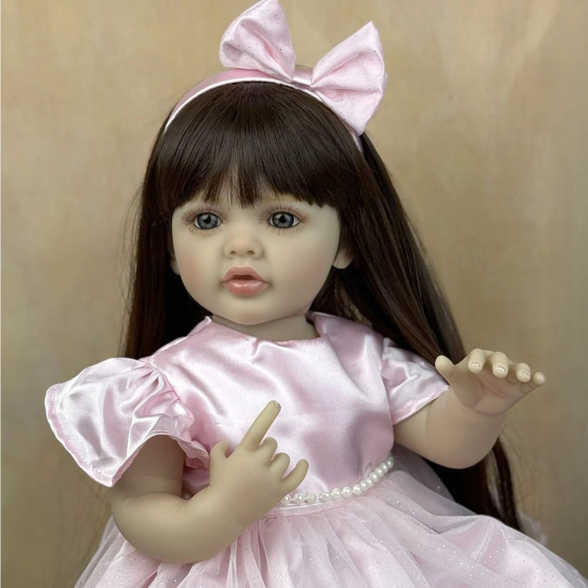 BZDOLL Reborn Baby Girl Doll Vinyl Dress Up Long Hair