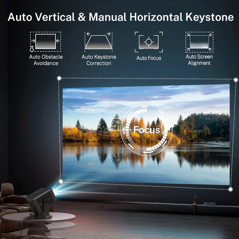 LynCast Smart Projector 4K Android 14 Bluetooth WiFi6 Portable Home Theater