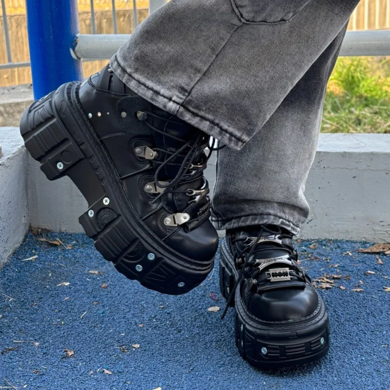 Gothic Women Chunky Platform Sneakers Metal Decoration Fashion Casual Trainers