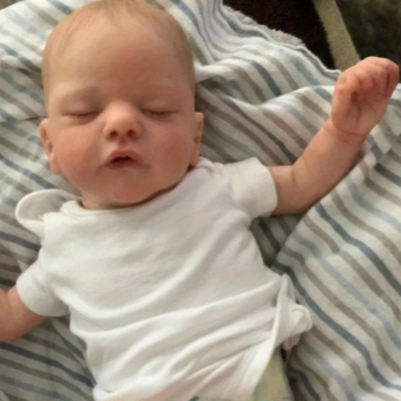 BZDOLL Asleep Reborn Doll with Vinyl Limbs and Cloth Body Handmade Collectible