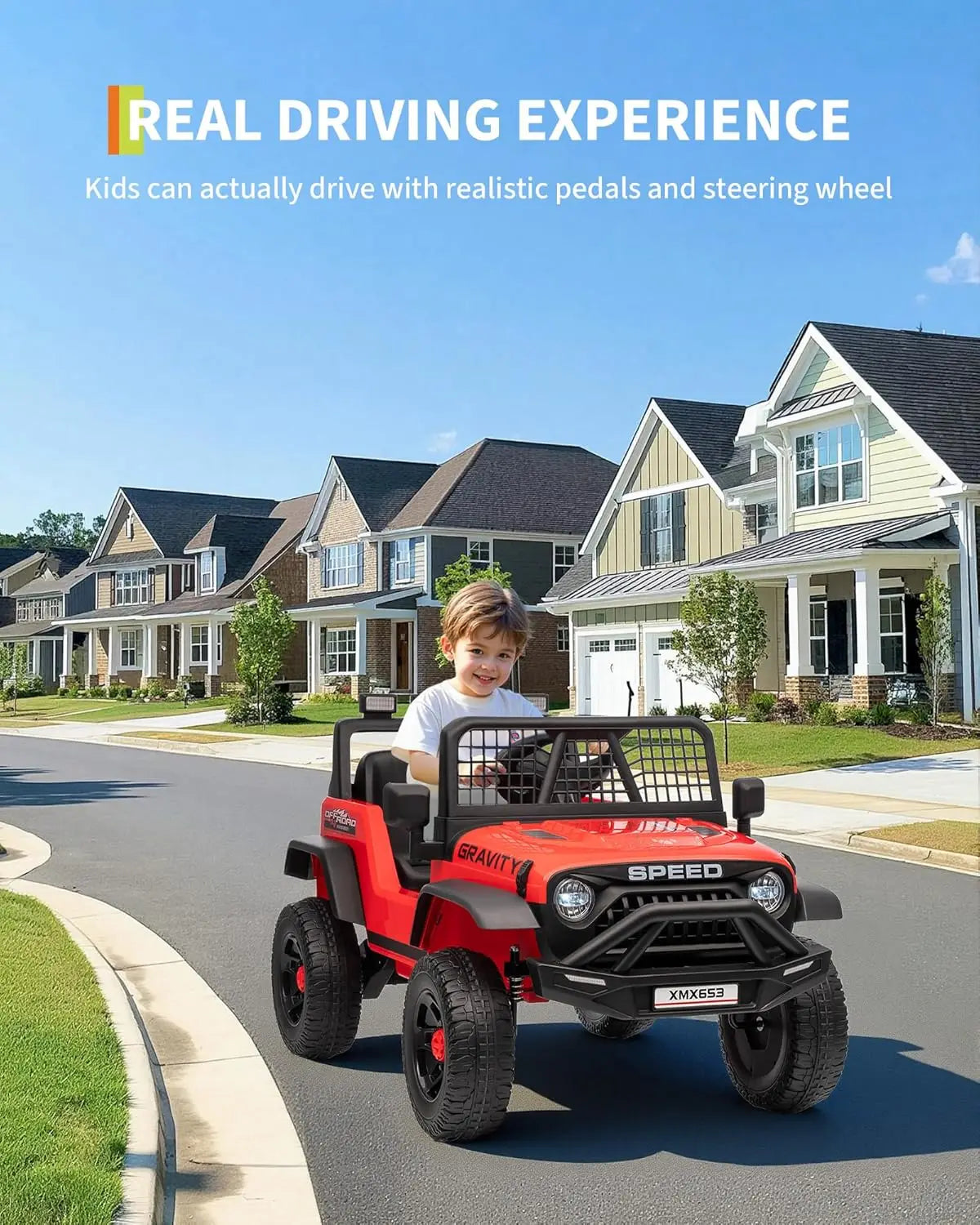 HiMISS 12V Kids Ride On Truck With Parent Remote Control 3 Speeds And LED Lights