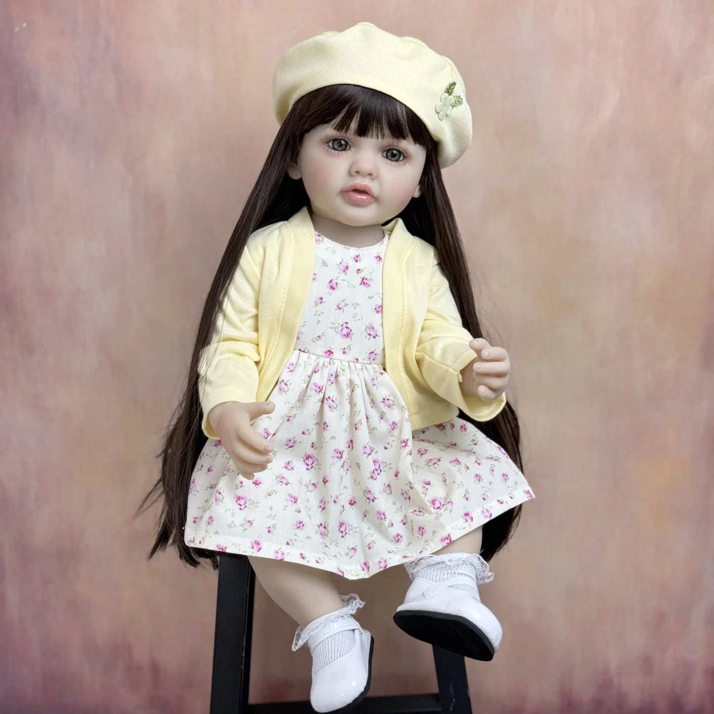 BZDOLL Full Vinyl Reborn Baby Doll Long Hair Princess Gift