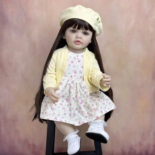 BZDOLL Full Vinyl Reborn Baby Doll Long Hair Princess Gift