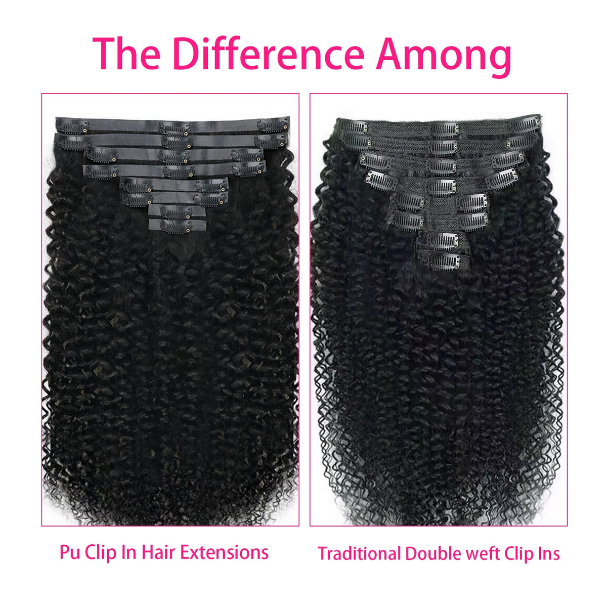 UEENLY Curly Wave Clip In Hair Extensions 8 Pieces Remy