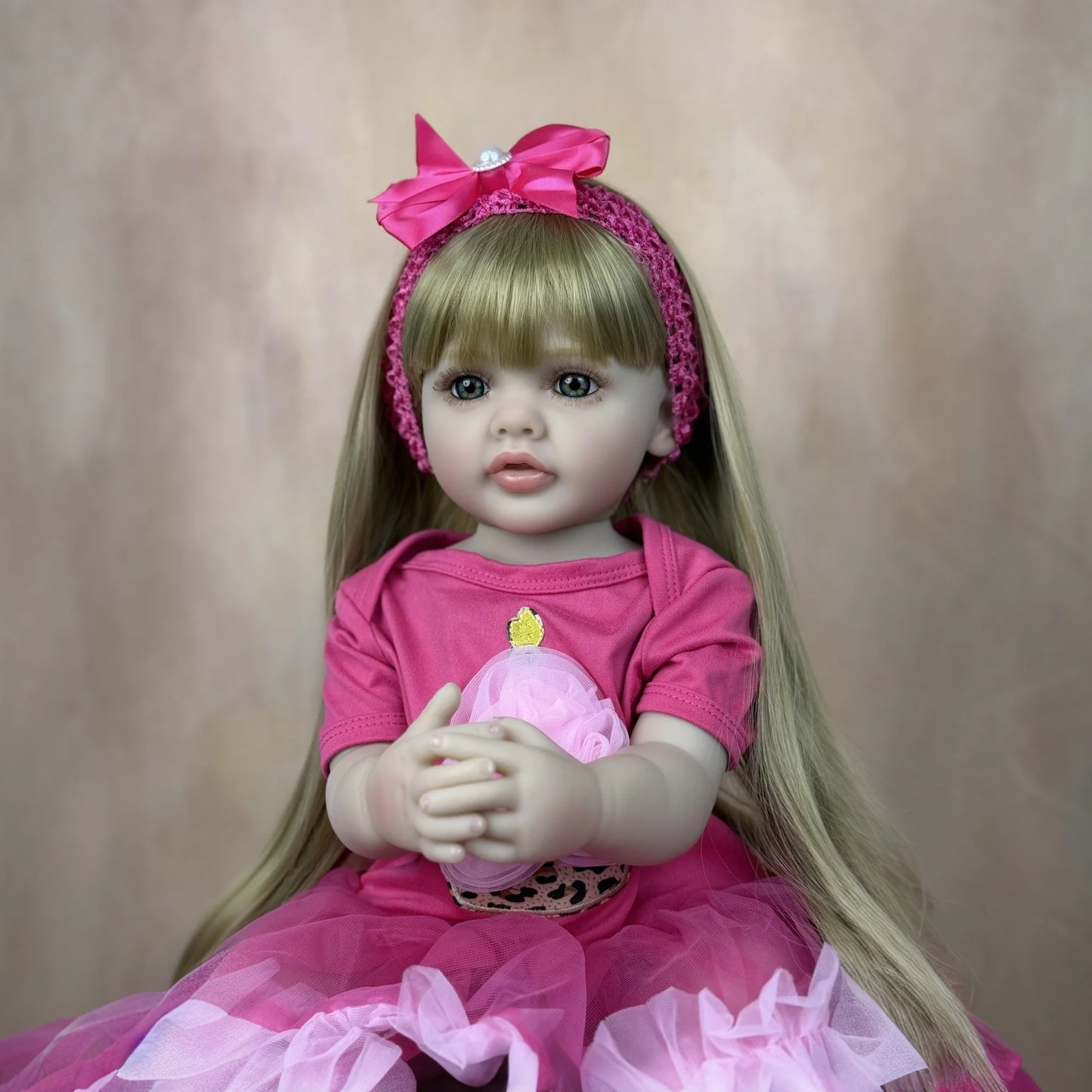 BZDOLL Full Vinyl Reborn Baby Doll With Long Hair Princess Gift