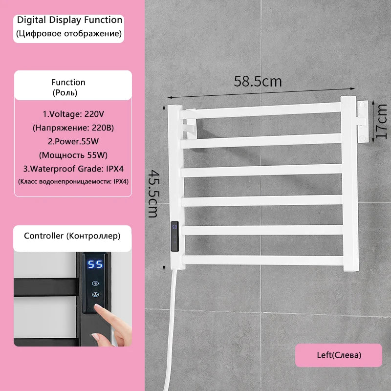 Electric Towel Rack With Digital Display Wall Mounted 55W