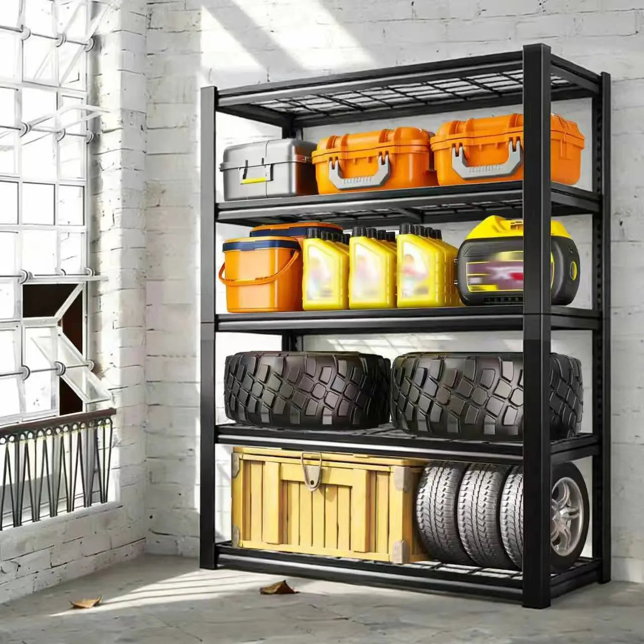 Nnovaroom Adjustable Metal Double Layer Column Shelving Rack