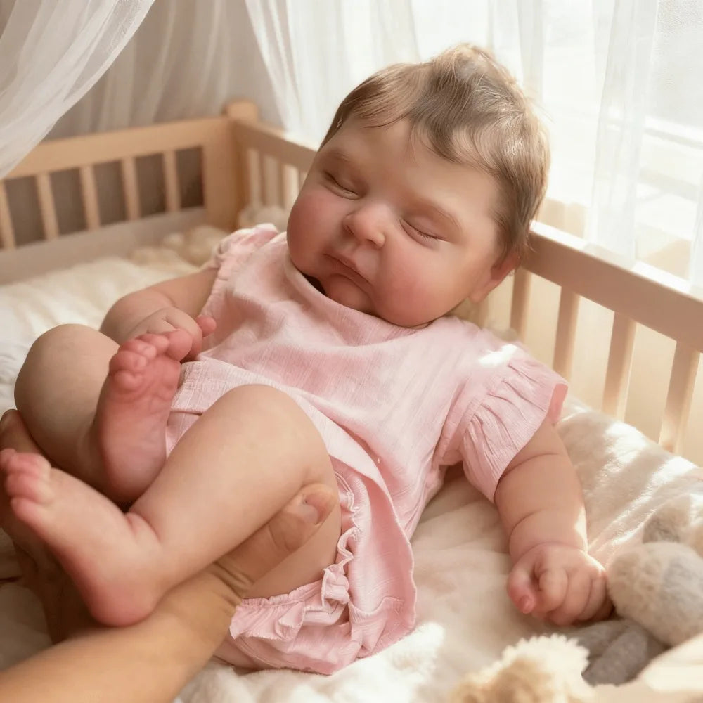 BZDOLL Asleep Reborn Doll With Vinyl Limbs Cloth Body Pacifier