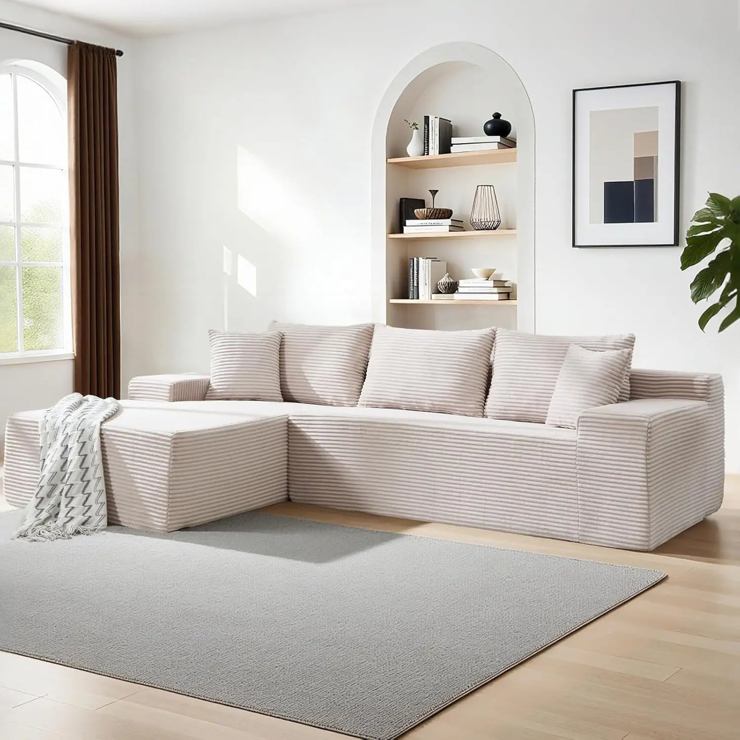 Modular Cloud Sectional Sofa With L Shaped Chaise Upholstered Corduroy