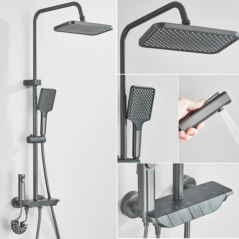 Smart Digital Shower Faucet Set With Rainfall System For Bathroom