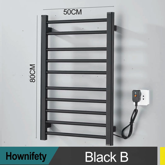 Bathroom Electric Towel Rack Thermostatic Heating With Digital Display Aluminum