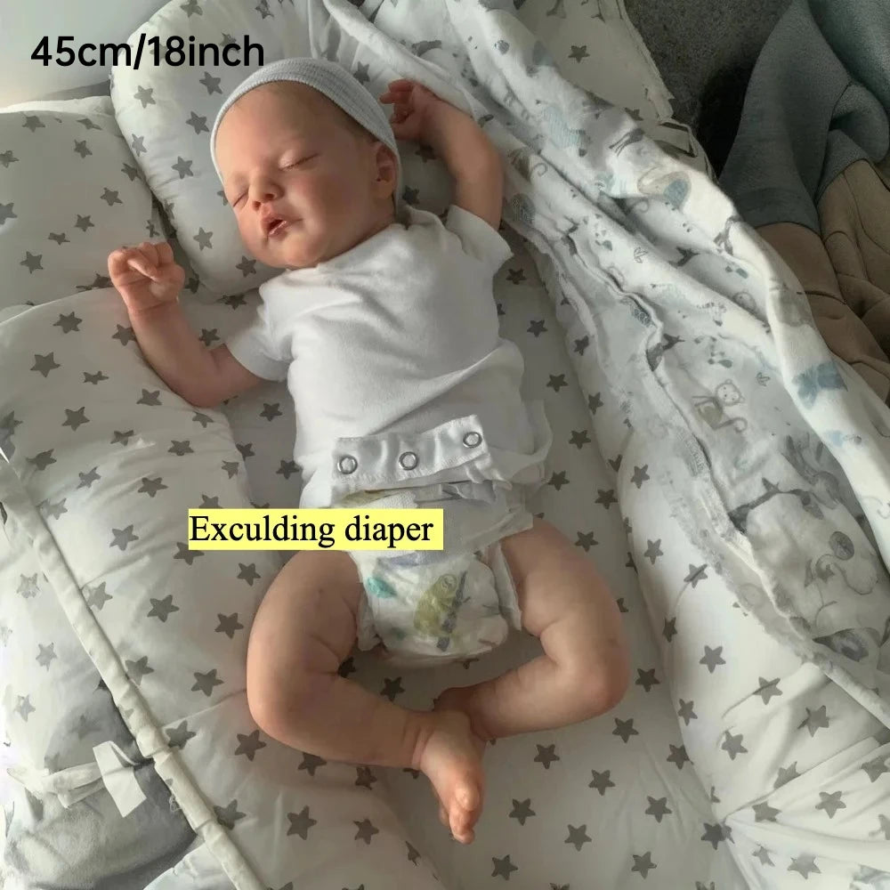 BZDOLL Asleep Reborn Doll with Vinyl Limbs and Cloth Body Handmade Collectible