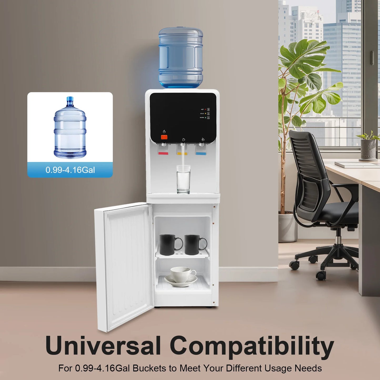Hot And Cold Water Dispenser 500W Heating 75W Cooling