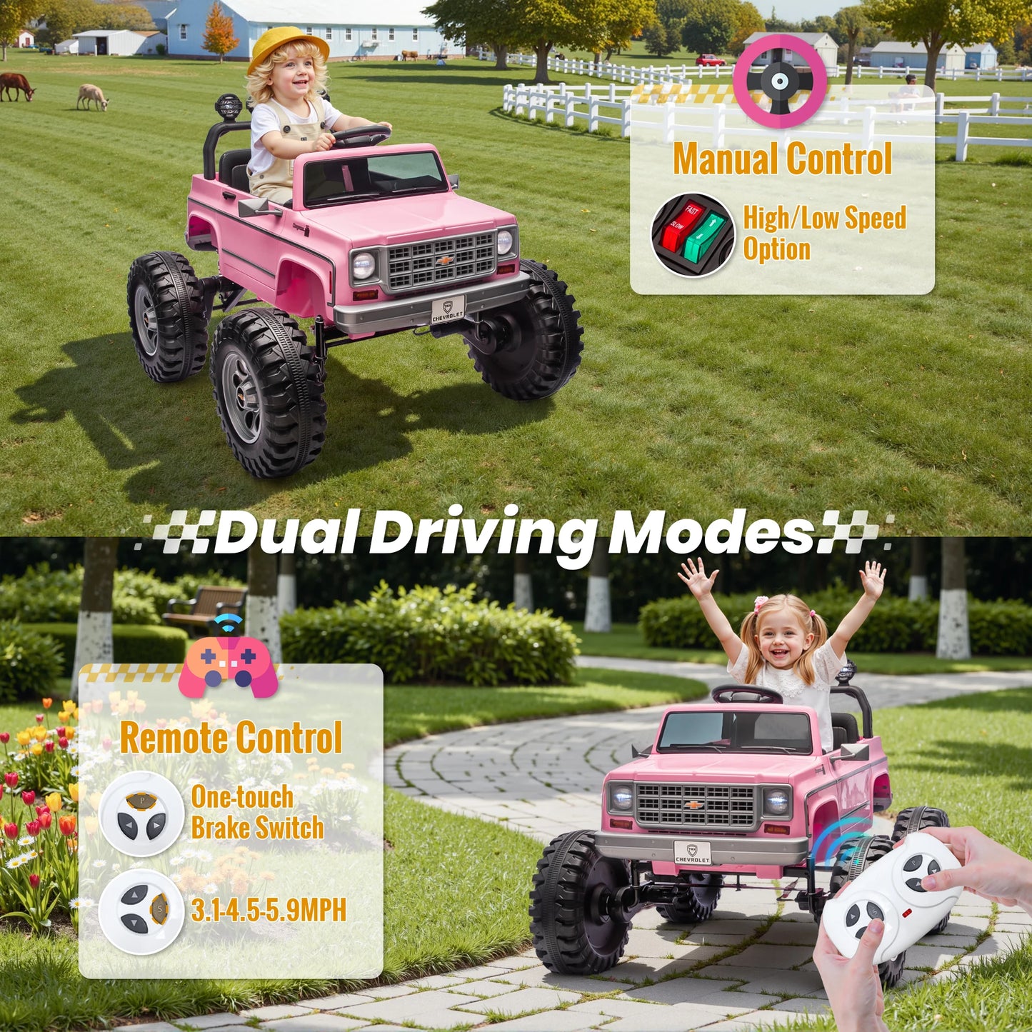 JOYRACER Licensed Chevrolet Cheyenne 24V Ride On Car With Remote Control