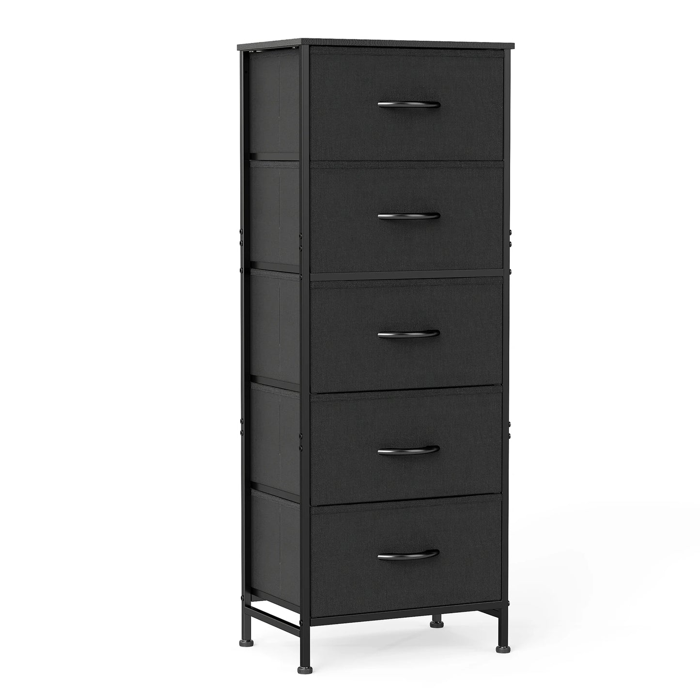 JHK Dresser With Five Fabric Drawers For Bedroom Storage Cabinet