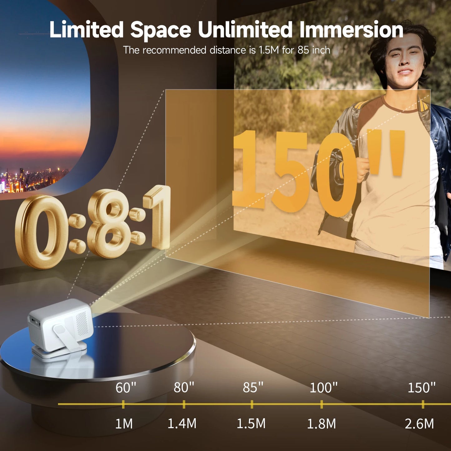 Magcubic HY310X Portable 4K Projector With Auto Focus WiFi