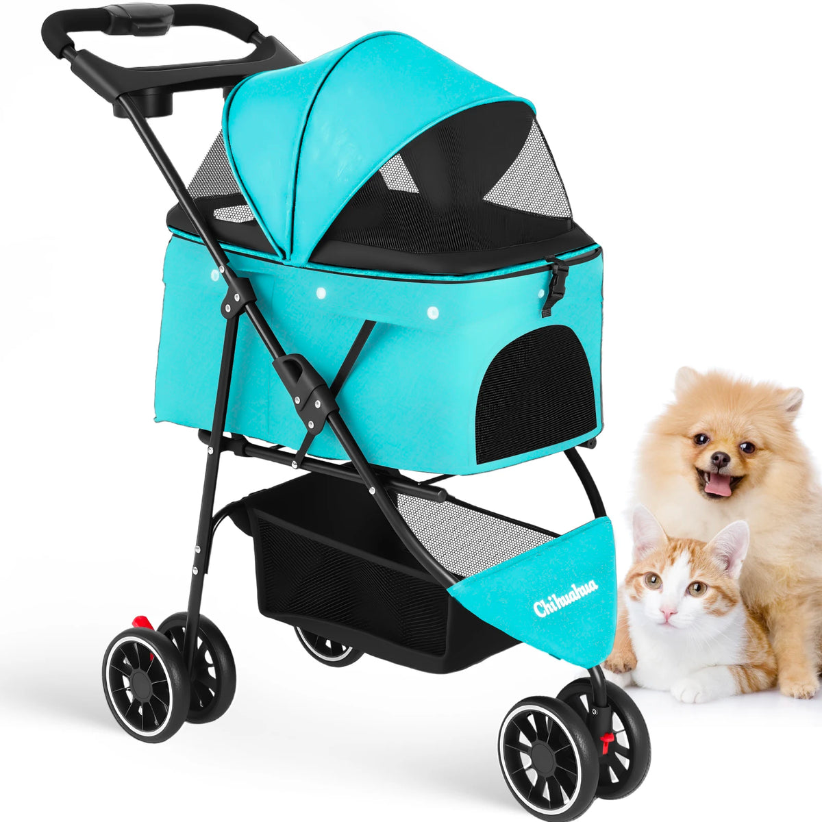 CHIHUAHUA Pet Stroller 3 Wheels For Small Medium Dogs Cats