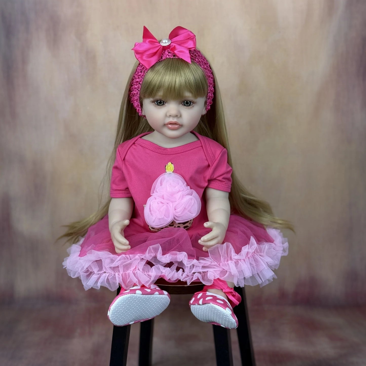 BZDOLL Full Vinyl Reborn Baby Doll With Long Hair Princess Gift
