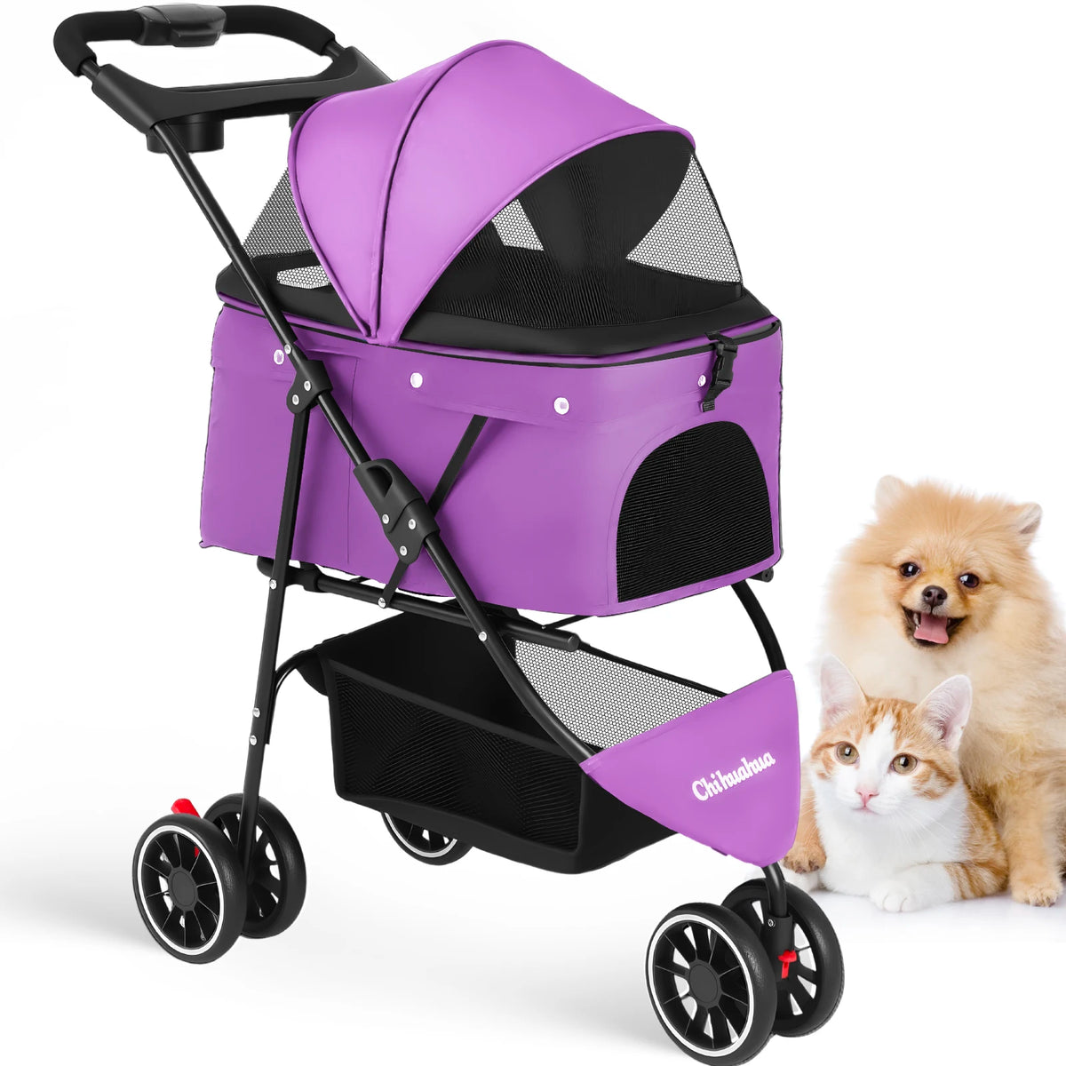 CHIHUAHUA Pet Stroller 3 Wheels For Small Medium Dogs Cats