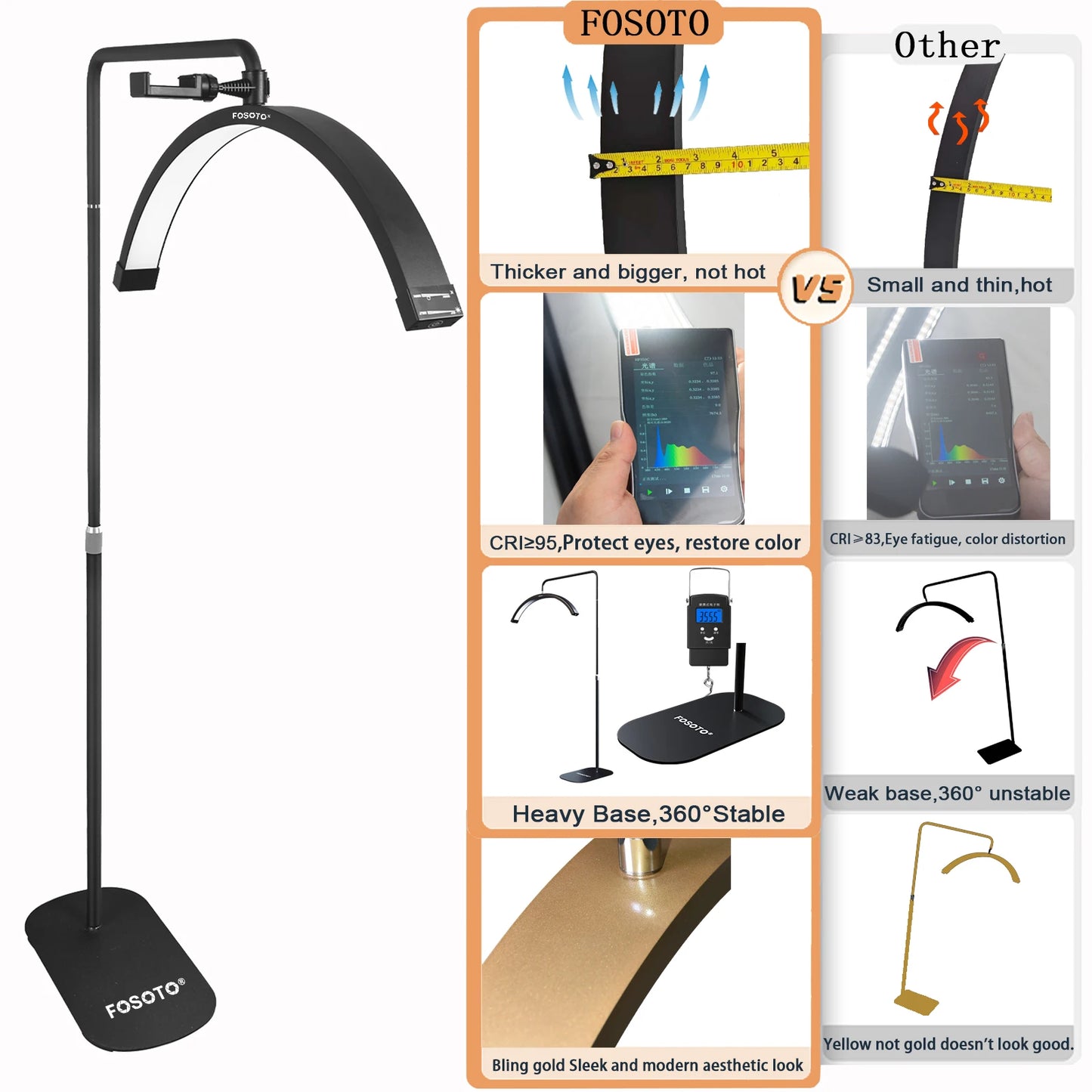 Fosoto Ft-Y9II Arch Led Lash Light Half Moon Video Lamp