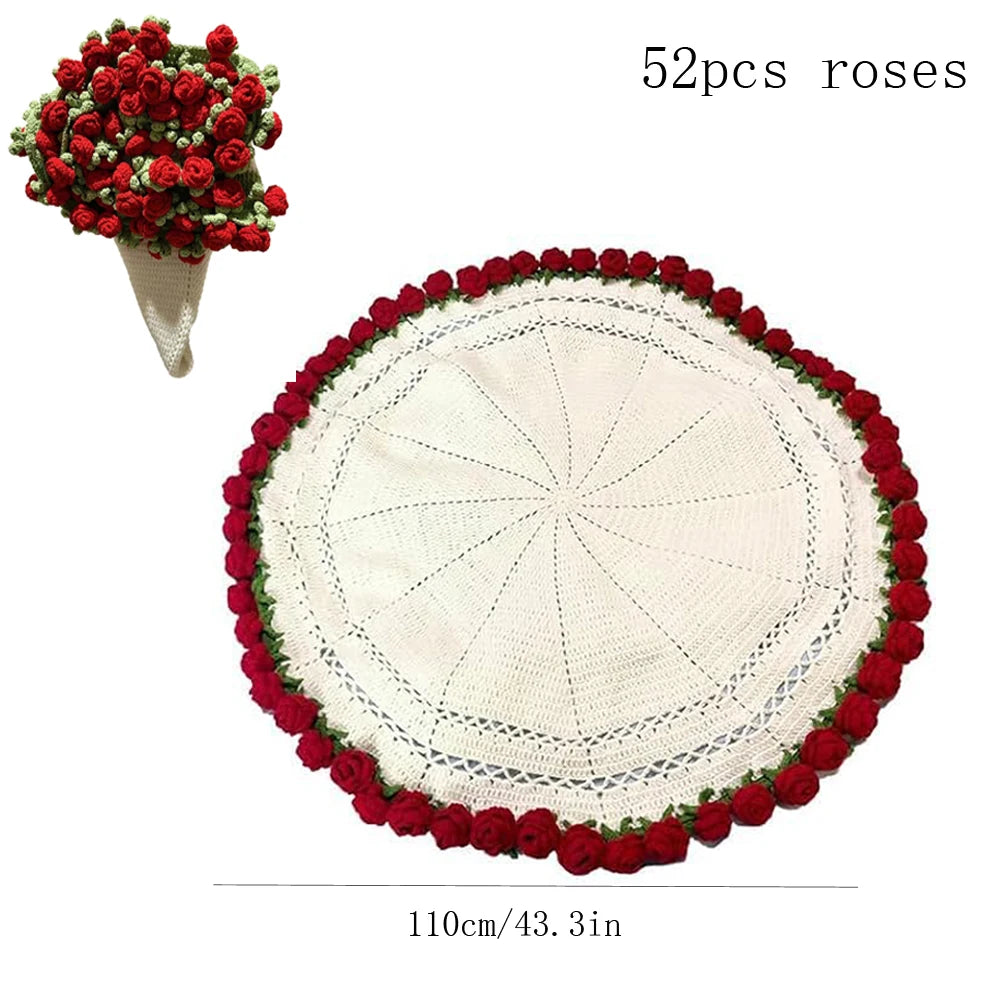 Flower Bouquet Knit Throw Blanket Soft Lightweight Home Decor