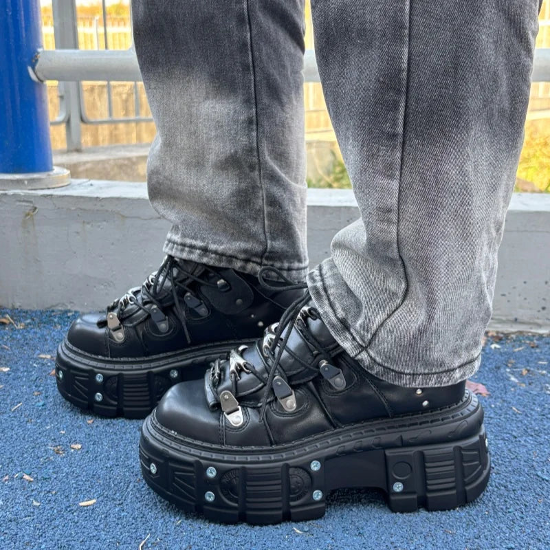 Gothic Women Chunky Platform Sneakers Metal Decoration Fashion Casual Trainers
