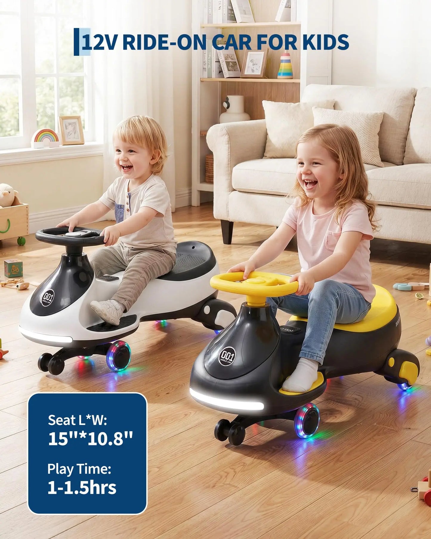 HiMISS 12V Electric Wiggle Car For Kids 2 In 1 Ride On Toy