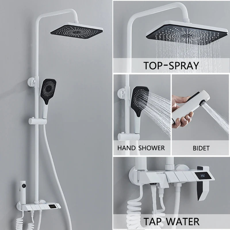 Smart Digital Shower Faucet Set With Rainfall System For Bathroom