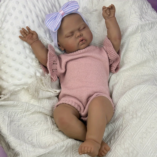 BZDOLL Chubby Asleep Reborn Doll Vinyl Limbs Cloth Body Handmade Lifelike