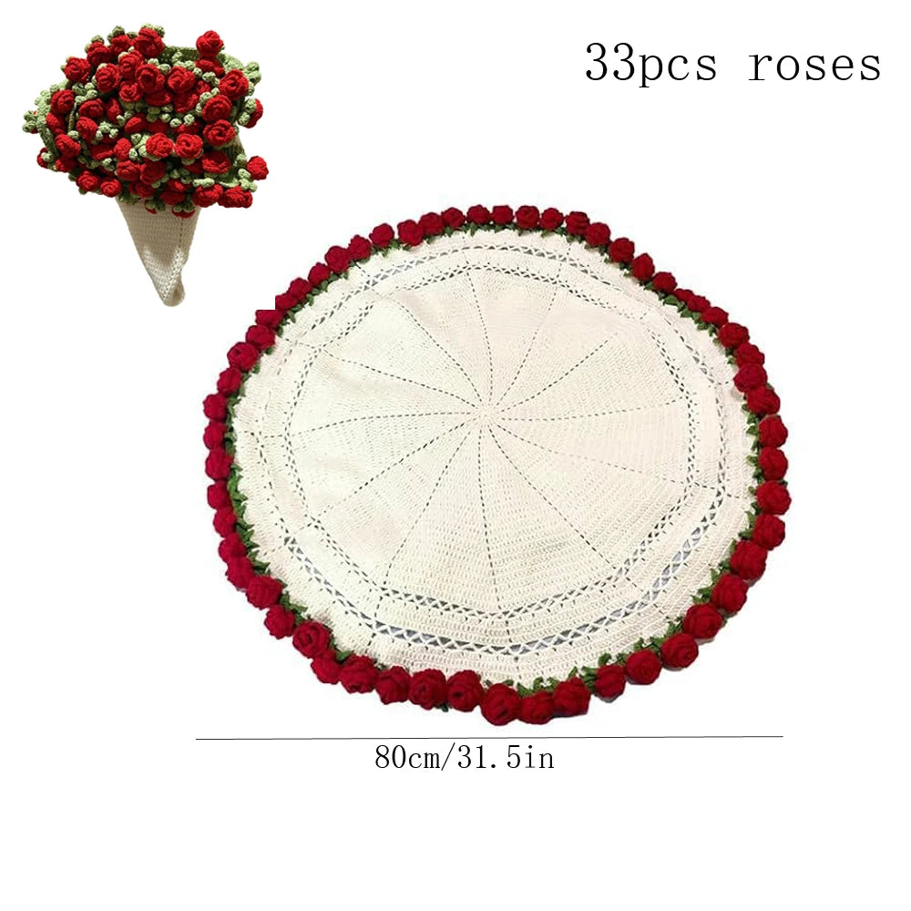 Flower Bouquet Knit Throw Blanket Soft Lightweight Home Decor